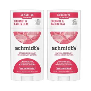 image:imageSchmidts Aluminum Free Natural Deodorant Coconut amp Kaolin Clay 2pk for Women and Men with 24 Hour Odor Protection Certified Natural Cruelty Free Vegan Deodorant 265oz