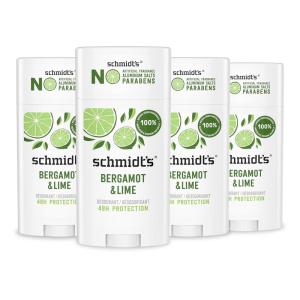 image:imageSchmidts AluminumFree Vegan Deodorant Bergamot amp Lime 4 Count for Women and Men with 24 Hour Odor Protection Natural Ingredients CrueltyFree 265 oz