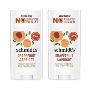 image:imageSchmidts AluminumFree Vegan Deodorant Grapefruit amp Apricot with 24Hour Odor Protection 2 Count for Women and Men Natural Ingredients CrueltyFree 265 oz